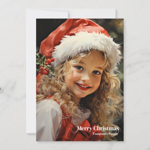 Cute retro little girl festive decoration holiday card