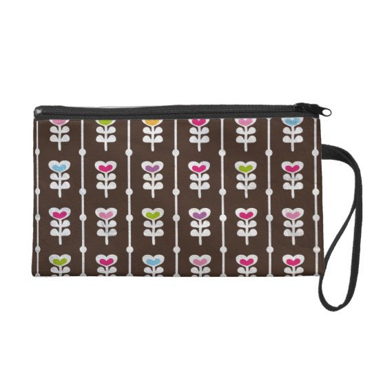 Cute retro love flowers pattern wristlet