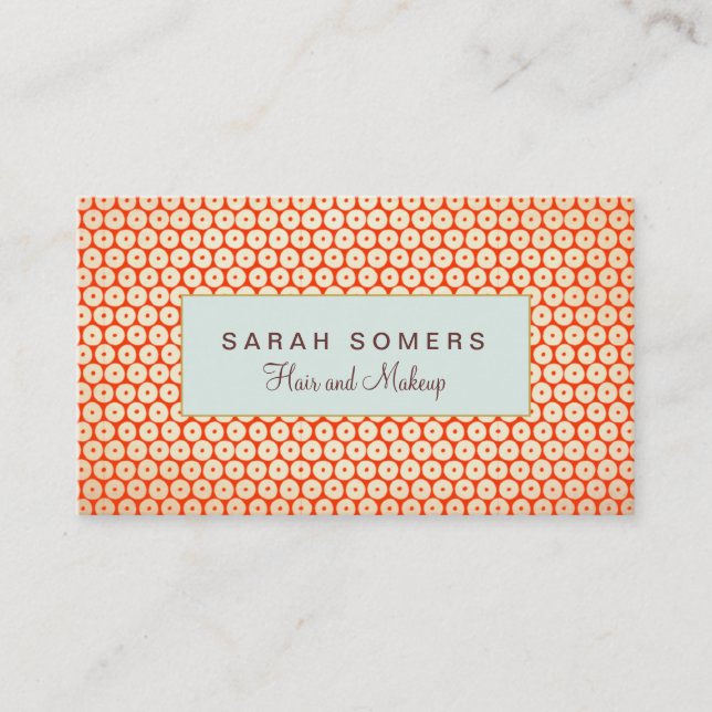 Cute Retro Makeup Artist Gold Polka Dot Pattern Business Card (Front)