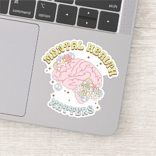Cute Retro Mental Health Matters Floral Vinyl Sticker