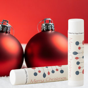 Cute Retro Merry Christmas Red Blue Ornaments Lip Balm