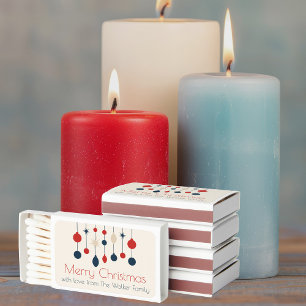 Cute Retro Merry Christmas Red Blue Ornaments Matchboxes