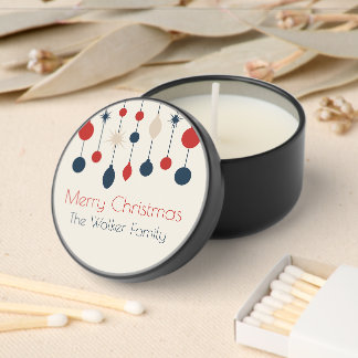 Cute Retro Merry Christmas Red Blue Ornaments Mini Candle Favors