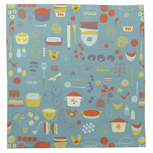 Cute Retro Mid-Century Cooking Cloth Napkin (Front)