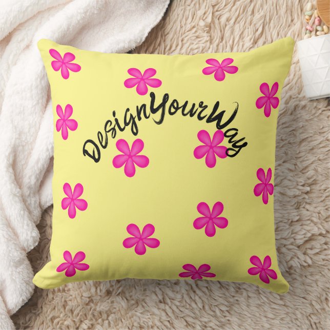 cute retro midcentury modern pink floral pattern   throw pillow (Blanket)