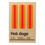 Cute Retro Minimalist Hot Dog  Wood Wall Art