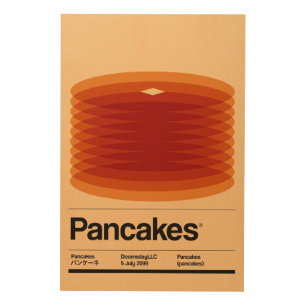 Cute Retro Minimalist Pancakes Breakfast Aesthetic Wood Wall Art