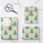 Cute Retro Mint Teal Green Christmas Tree Pattern Wrapping Paper Sheets<br><div class="desc">Cute Retro Mint Teal Green Christmas Tree Pattern Wrapping Paper Sheets</div>