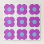 Cute Retro Mod Pop Flower Pattern in Purple  Jigsaw Puzzle<br><div class="desc">Cute Retro Mod Pop Flower Pattern in Purple Puzzle</div>