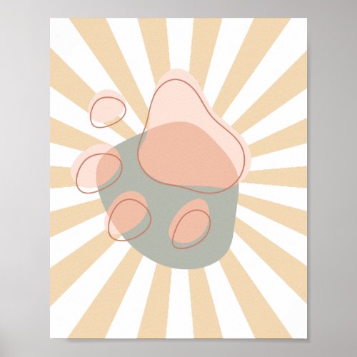 Cute Retro Modern Wall Art Poster | paw prints