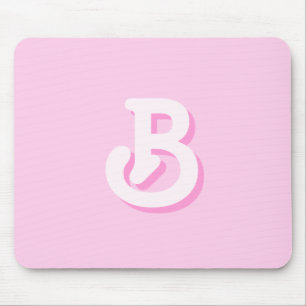 Cute Retro Monogram Pink Mouse Pad