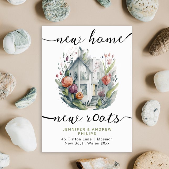 Cute Retro Moving New Home Watercolor Calligraphy Announcement (Creator Uploaded)