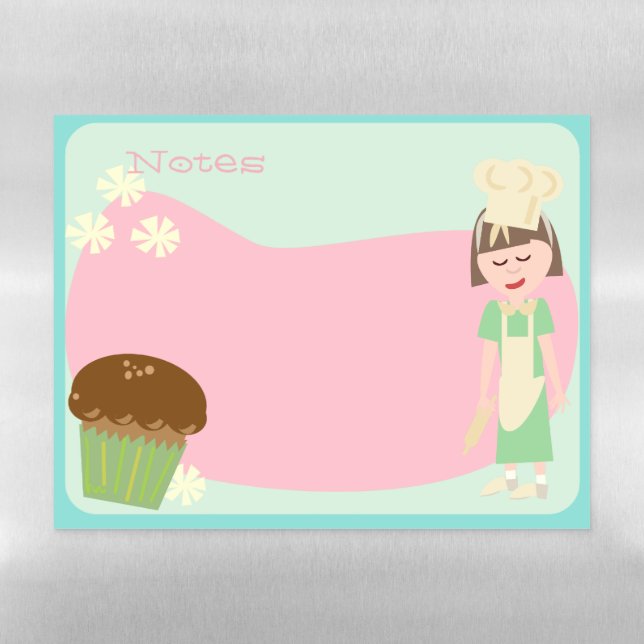 Cute Retro Muffin Baker Cartoon Design Magnetic Dry Erase Sheet (Horizontal)