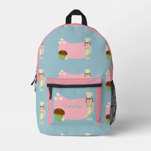 Cute Retro Muffin Baker Cartoon Design Printed Backpack