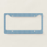 Cute Retro Navy Blue Gingham Plaid Pattern  License Plate Frame<br><div class="desc">Cute Retro Navy Blue Gingham Plaid Pattern License Plate Frame</div>