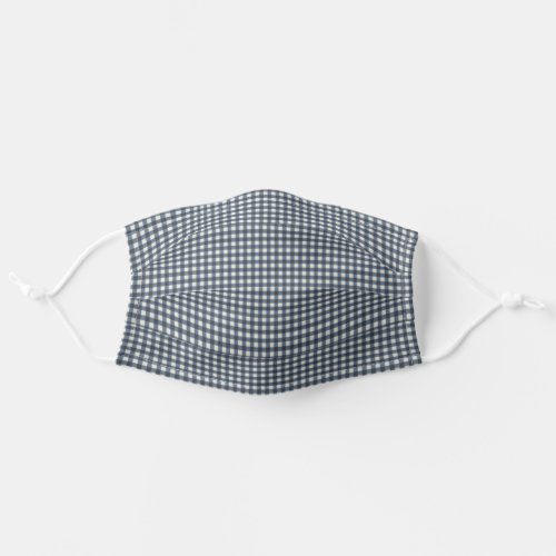 Cute Retro Navy Gingham Plaid Pattern  Adult Cloth Face Mask