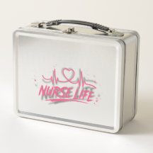 Cute Retro Nurse Life Gradient Metal Lunch Box