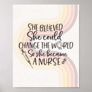 Cute Retro Nurse Wall Art Poster