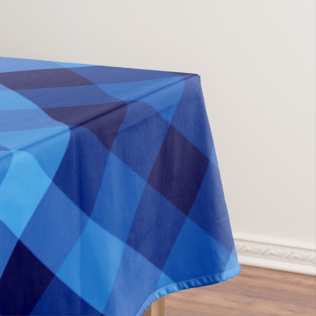 Cute Retro Ocean Blue Plaid Medium Tablecloth (In Situ)