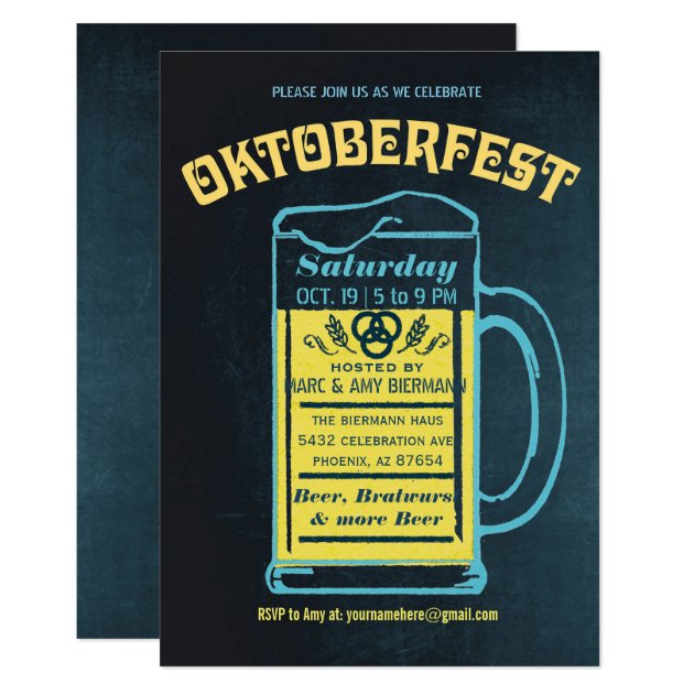 Cute Retro Oktoberfest Invitations | Chalkboard