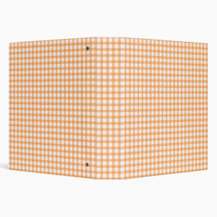 Cute Retro Orange Gingham Plaid pattern 3 Ring Binder