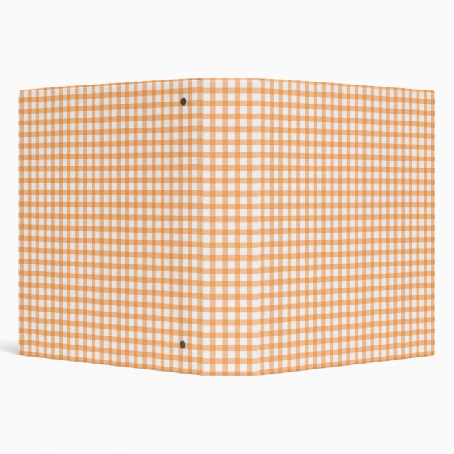 Cute Retro Orange Gingham Plaid pattern 3 Ring Binder (Background)