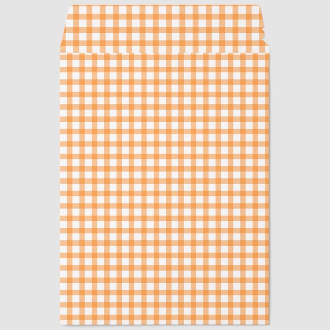 Cute Retro Orange Gingham Plaid pattern Envelope Mailers (Front)