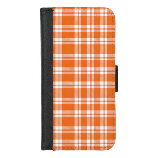 Cute Retro Orange Gingham Plaid Pattern iPhone 8/7 Wallet Case