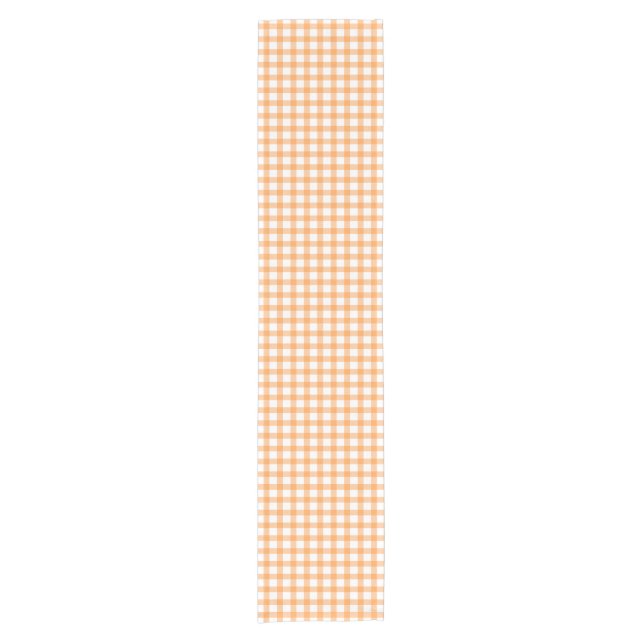 Cute Retro Orange Gingham Plaid pattern Short Table Runner (Front)