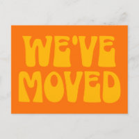 Cute Retro Orange Minimalist Moved New Address Pos