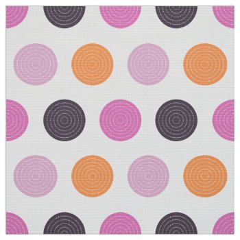 Cute Retro Orange Purple Pink Polka Dot Pattern Fabric by VintageDesignsShop at Zazzle