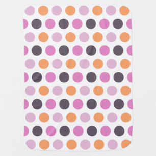 Cute Retro Orange Purple Pink Polka Dot Pattern Stroller Blanket