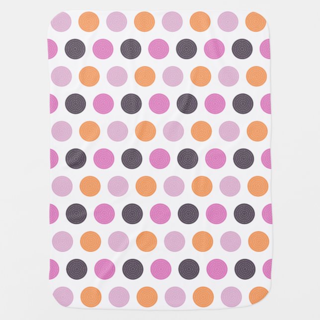 Cute Retro Orange Purple Pink Polka Dot Pattern Stroller Blanket (Front)