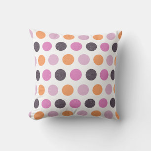 Cute Retro Orange Purple Pink Polka Dot Pattern Throw Pillow