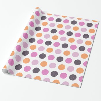 Cute Retro Orange Purple Pink Polka Dot Pattern Wrapping Paper by VintageDesignsShop at Zazzle