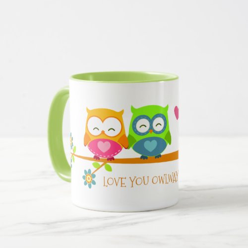 Cute Retro Owl Couple Valentine Love You Owlways Mug