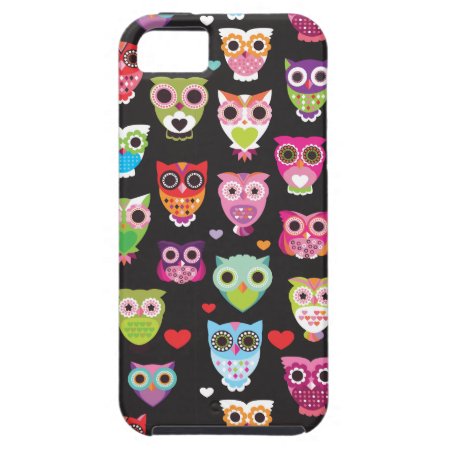 Cute Retro Owl Pattern Illustrated Iphone 5 Case