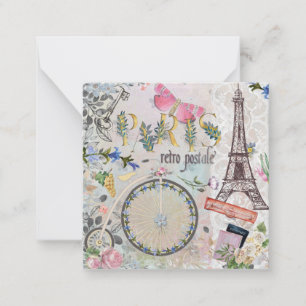 Cute Retro Paris Note Card