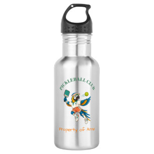 Cute Retro Parrot Kids Custom Pickleball Stainless Steel Water Bottle
