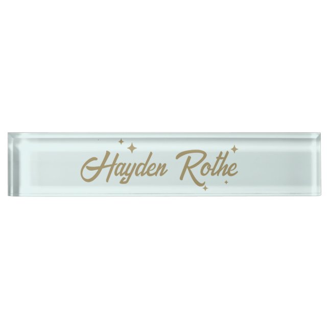Cute Retro Pastel Blue Teacher Desk Name Plate (Front)