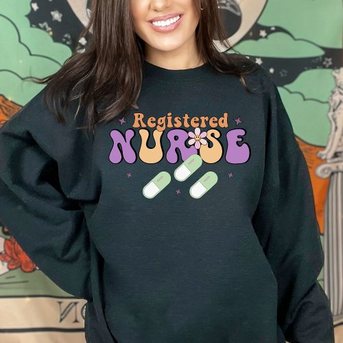 Cute Retro Pastel Registered Nurse Sweatshirt