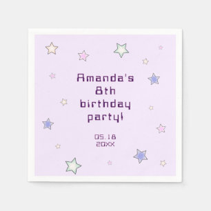 Cute Retro Pastel Stars Light Pink Kids Birthday Napkins