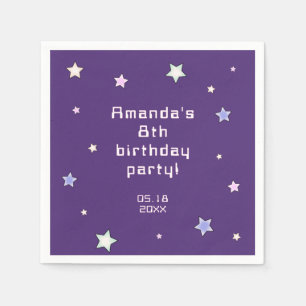 Cute Retro Pastel Stars Light Pink Kids Birthday Napkins
