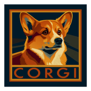 Cute Retro Pembroke Welsh Corgi Poster