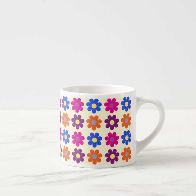 Cute Retro Penny Flower Pattern Espresso Cup (Right)