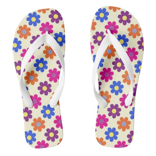 Cute Retro Penny Flower Pattern Flip Flops