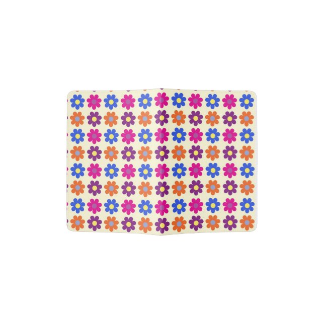 Cute Retro Penny Flower Pattern Passport Holder (Opened)