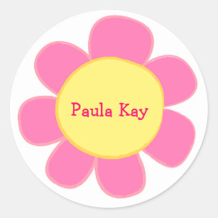 cute retro pink flower sticker