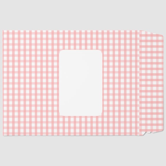 Cute Retro Pink Gingham Plaid pattern Envelope Mailers (Front)