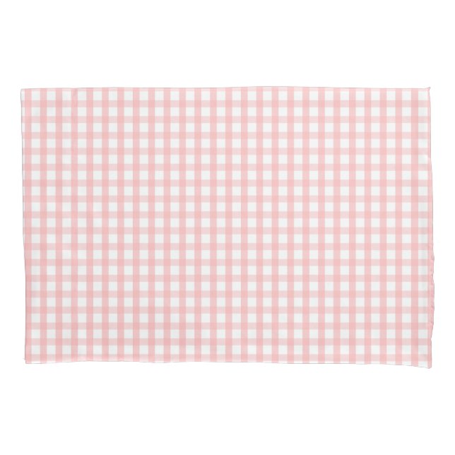 Cute Retro Pink Gingham Plaid pattern Pillow Case (Front)